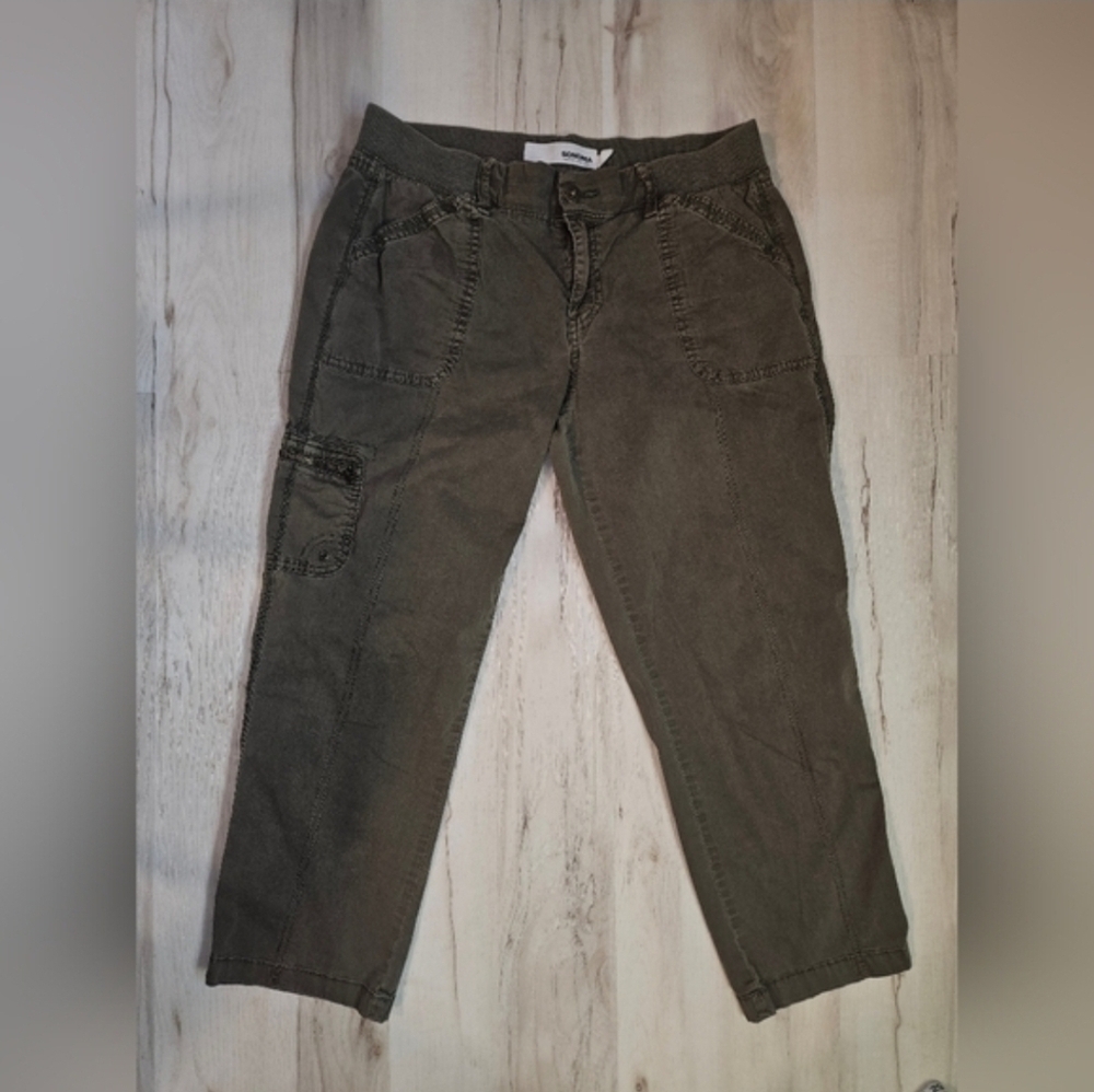 Sonoma Goods For Life Women’s Cargo Pants Size 12 Olive Green Utility Comfort - Picture 10 of 10